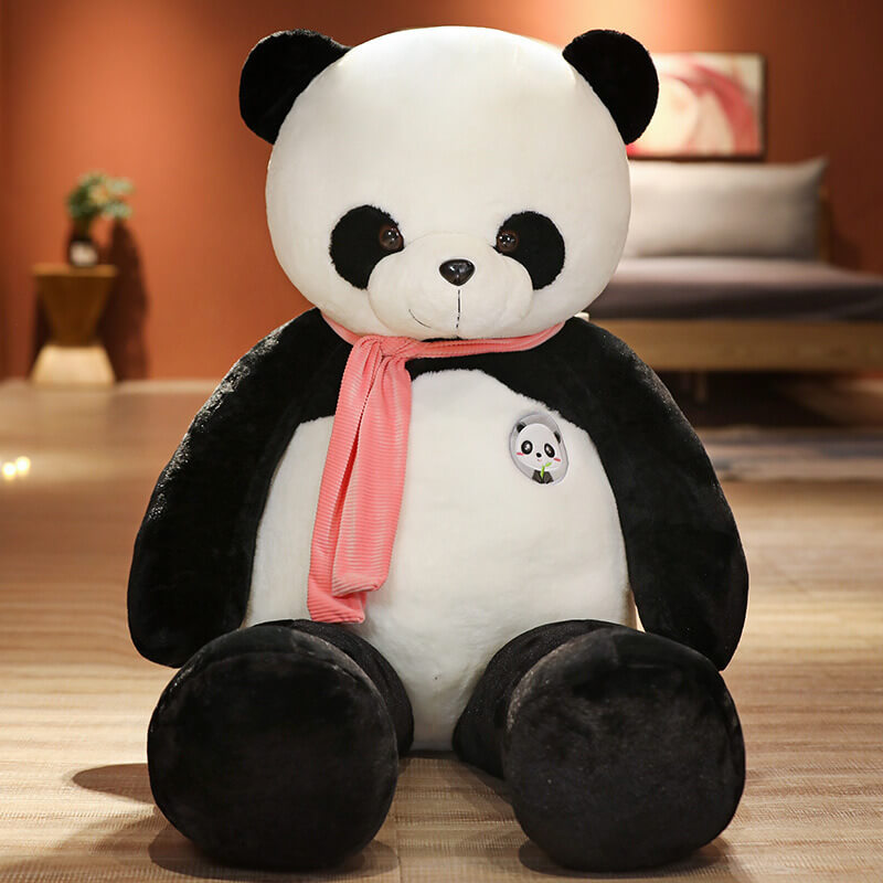 Doudou panda, peluche, rose et gris, tissu coton minky, personnalisé,  fait-main, hauteur 23 cm - Un grand marché