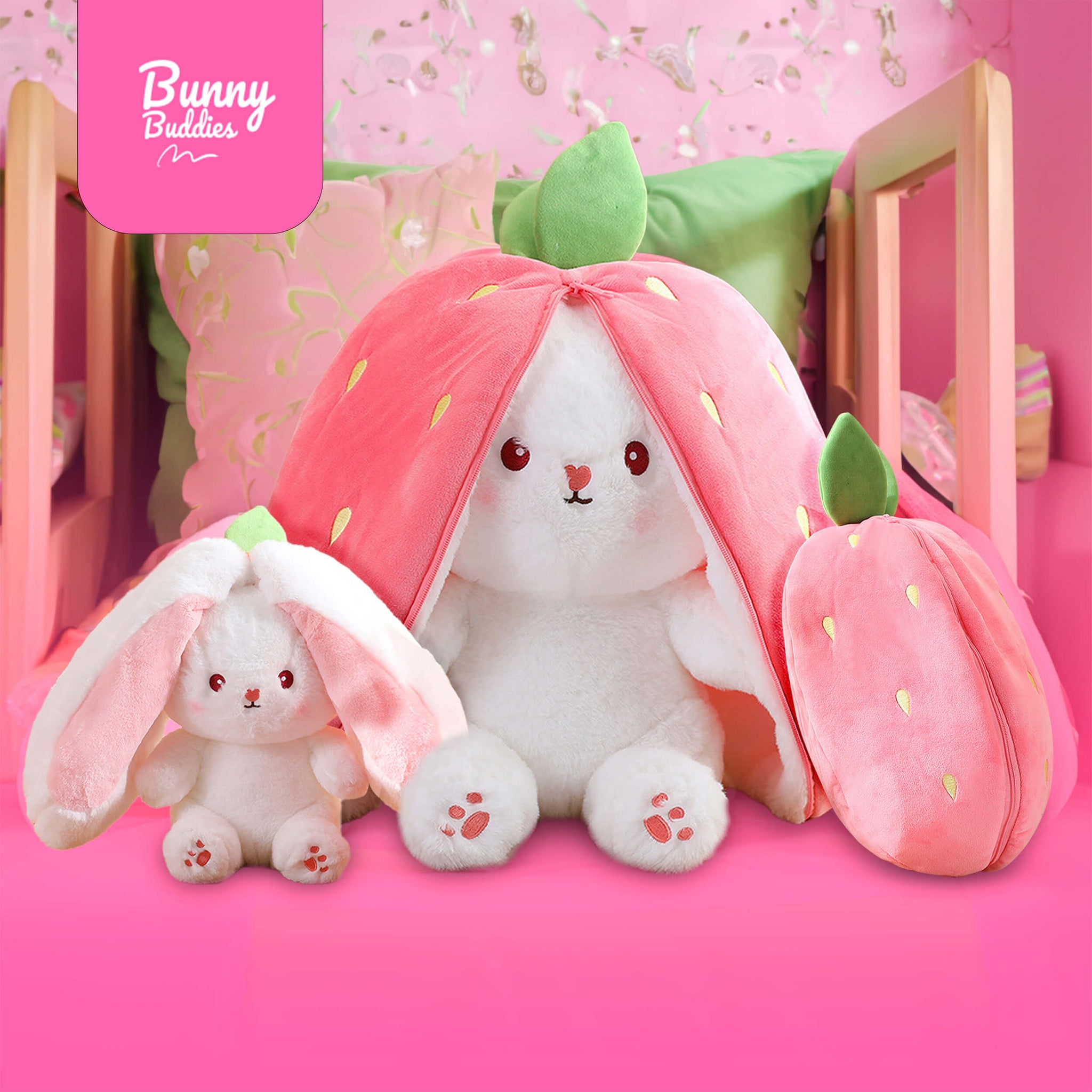 Peluche lapin fraise bunny buddies